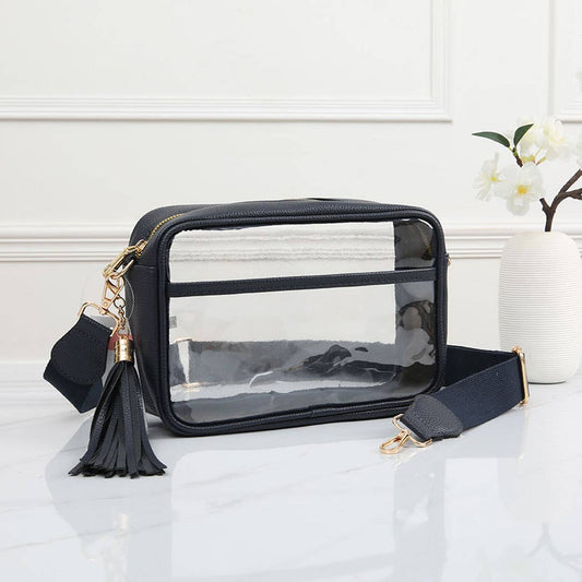 Navy Outlined Clear Crossbody Bag